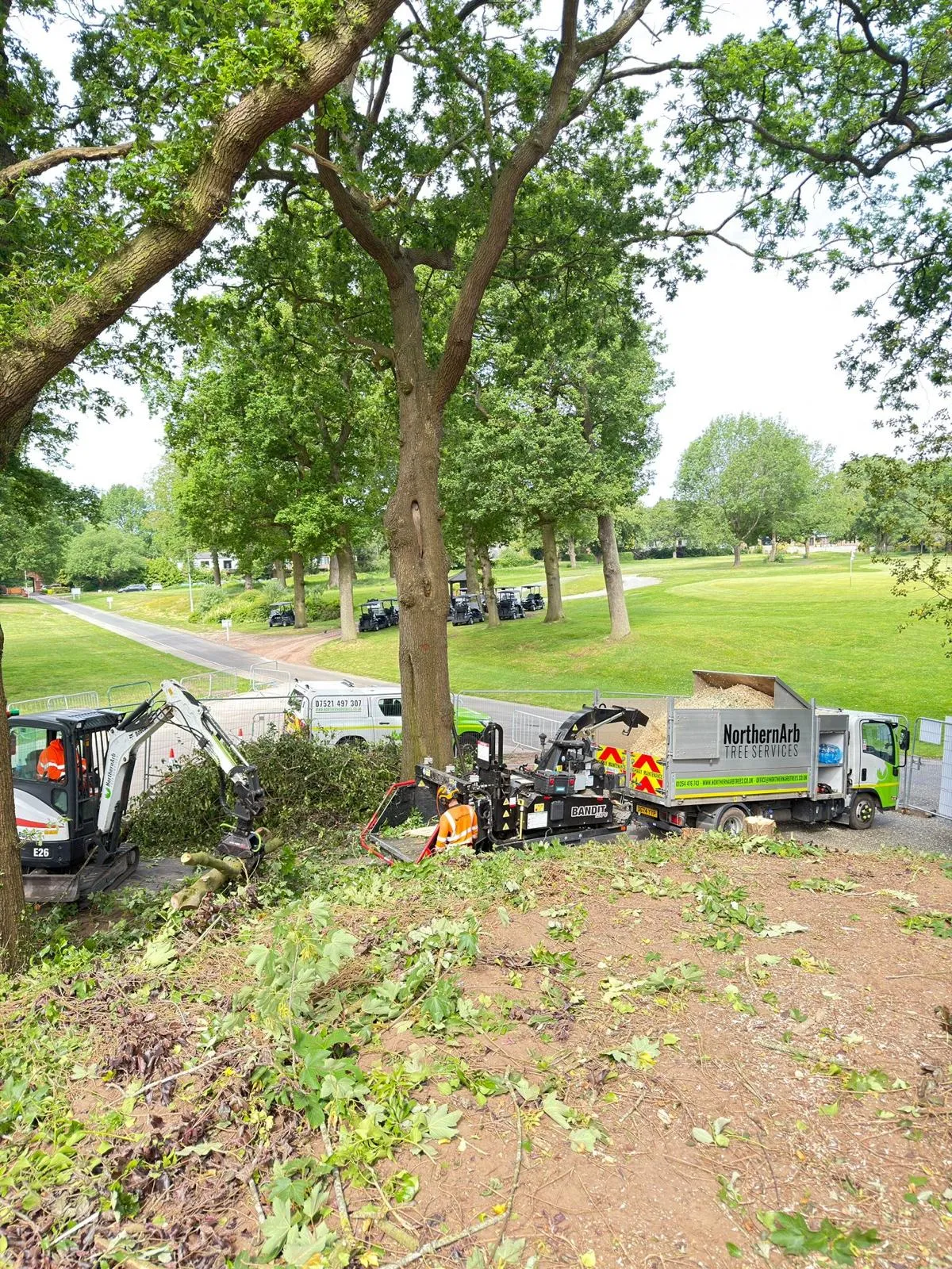 NorthernArb excavator clearing scrub at Mere Golf Club