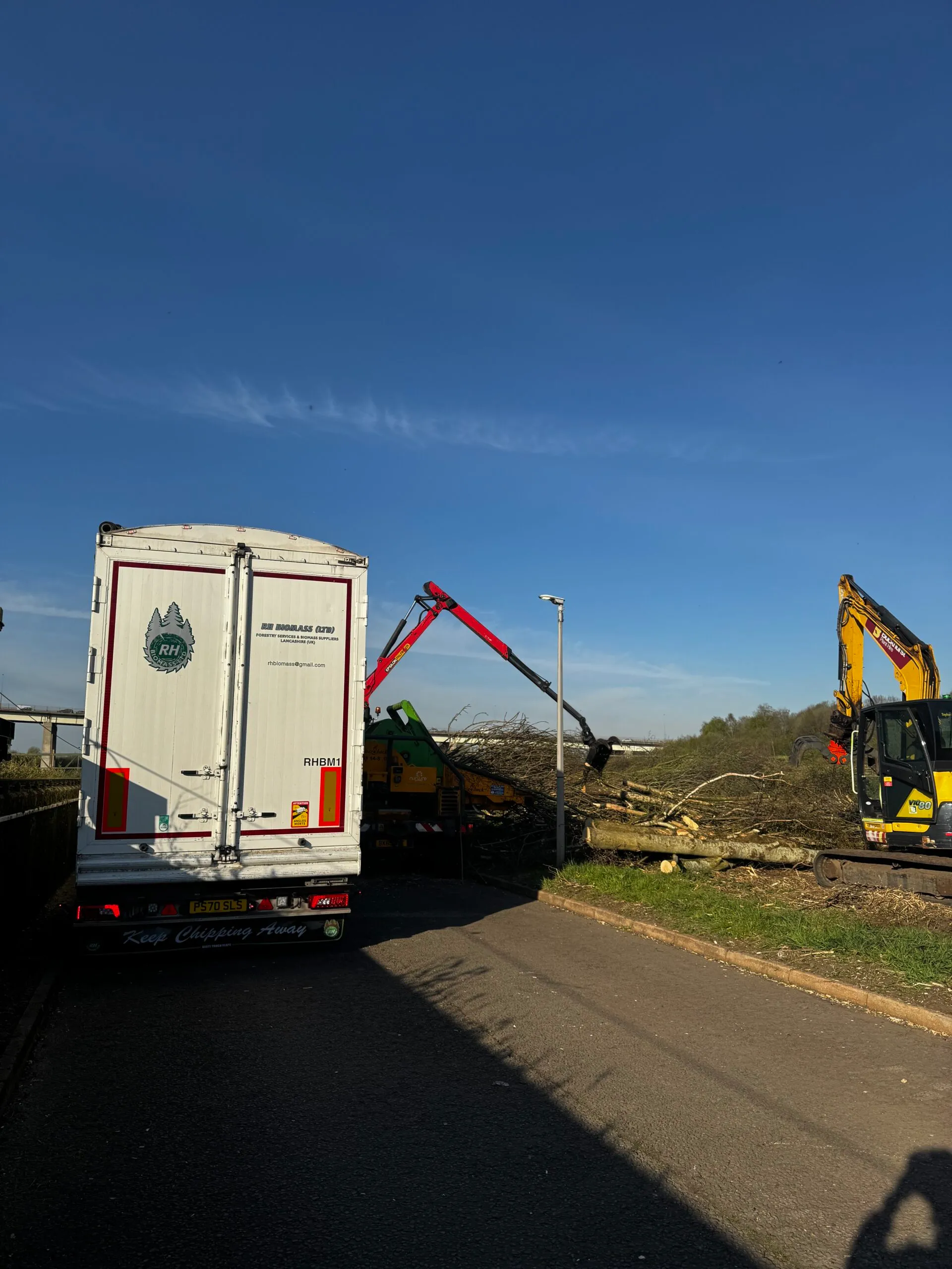 NorthernArb crew clearing vegetation alongside an excavator
