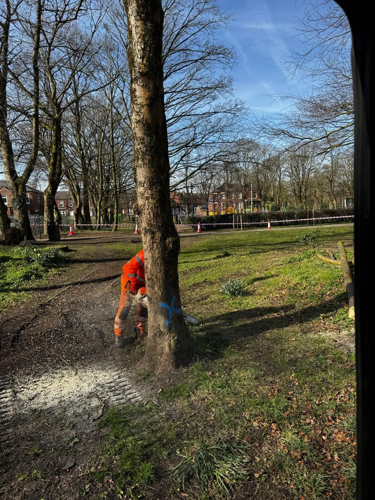 Cleared area of Wigan park ready for handover